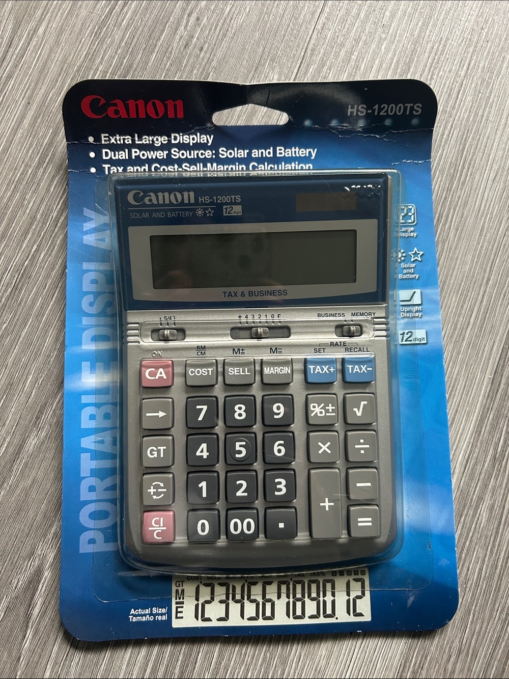 NWT Canon HS-1200TS Business calculator featuring solar and battery power